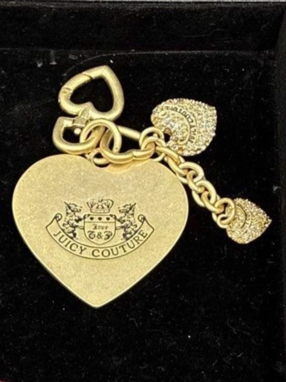 VTG (Y2K) Juicy Couture gold-tone metal heart bag charm/keyring